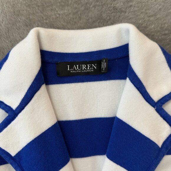 Lauren Ralph Lauren Knit Blazer Jacket SMALL Blue White Striped Preppy Nautical - Picture 2 of 6